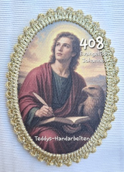 Heiligenbild  HB-CH-F408  Evangelist Johannes  mit Goldrand 75x105mm