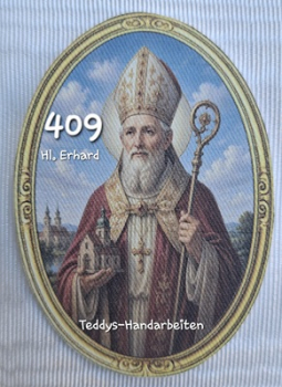 Heiligenbild  HB-CH-D409 Hl. Erhard   (ohne Stickrand)  60x85mm