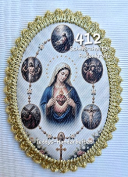 Heiligenbild  HB-CH-F412 Schmerzhafte Rosenkranz   mit Goldrand 75x105mm