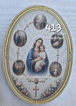 Heiligenbild  HB-CH-D413 Freudenreicher Rosenkranz   (ohne Stickrand)  60x85mm