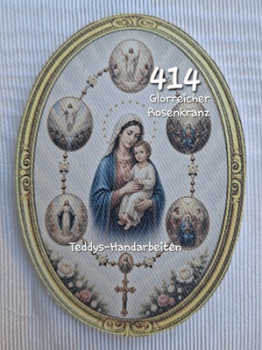 Heiligenbild  HB-CH-D414 Glorreicher Rosenkranz   (ohne Stickrand)  60x85mm
