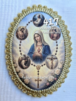 Heiligenbild  HB-CH-F417 Schmerzhafte Rosenkranz   mit Goldrand 75x105mm