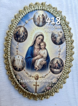 Heiligenbild  HB-CH-D418 Lichtreiche Rosenkranz  mit Goldrand  65x85mm