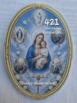Heiligenbild  HB-CH-M421 Glorreiche Rosenkranz  (ohne Stickrand)  50x70mm