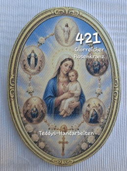 Heiligenbild  HB-CH-D421 Glorreicher Rosenkranz   (ohne Stickrand)  60x85mm