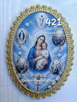 Heiligenbild  HB-CH-D421 Glorreicher Rosenkranz   mit Goldrand 65x85mm