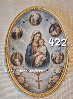 Heiligenbild  HB-CH-M422 Freudenreiche Rosenkranz   (ohne Stickrand)  50x70mm