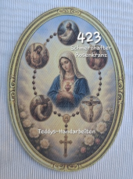 Heiligenbild  HB-CH-M423 Schmerzhafte Rosenkranz  (ohne Stickrand)  50x70mm