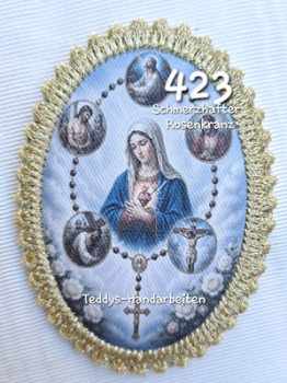 Heiligenbild  HB-CH-D423 Schmerzhafte Rosenkranz   mit Goldrand 65x85mm