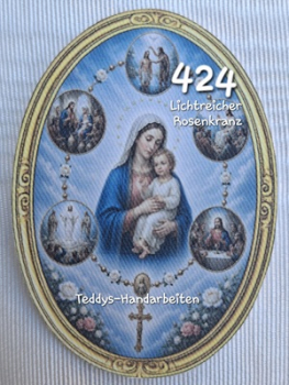 Heiligenbild  HB-CH-D424 Lichtreicher Rosenkranz   (ohne Stickrand)  60x85mm