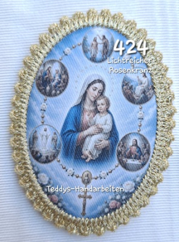 Heiligenbild  HB-CH-F424 Lichtreiche Rosenkranz   mit Goldrand 75x105mm