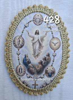 Heiligenbild  HB-CH-D428 Glorreicher Rosenkranz   mit Goldrand 65x85mm