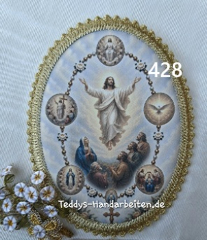 Heiligenbild  HB-CH-F428 Glorreicher Rosenkranz   mit Goldrand 75x105mm