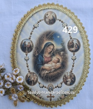 Heiligenbild  HB-CH-F429 Freundenreicher Rosenkranz   mit Goldrand 75x105mm
