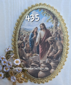 Heiligenbild  HB-CH-D435 Hochzeit von Kana   mit Goldrand   65x85mm