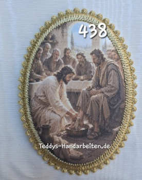 Heiligenbild  HB-CH-D438 Fußwaschung  mit Goldrand 65x85mm