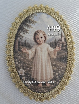 Heiligenbild  HB-CH-D449 Jesulein mit Goldrand  65x85mm