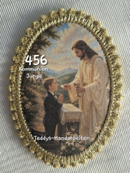 Heiligenbild  HB-CH-D456 Kommunion Junge   mit Goldrand   65x85mm