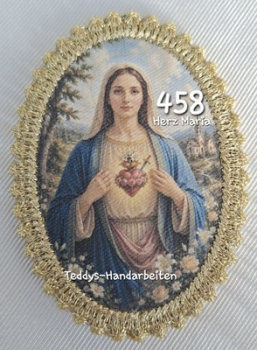 Heiligenbild  HB-CH-D458 Herz Maria  mit Goldrand   65x85mm