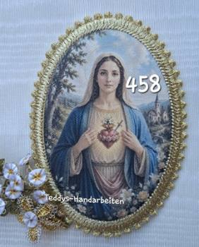Heiligenbild  HB-CH-F458   Herz Maria    mit Goldrand 75x105mm