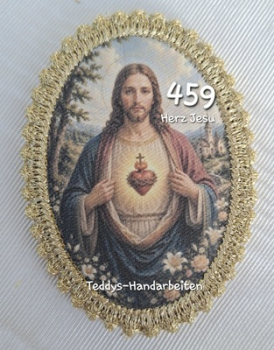 Heiligenbild  HB-CH-D459 Herz Jesu   mit Goldrand   65x85mm