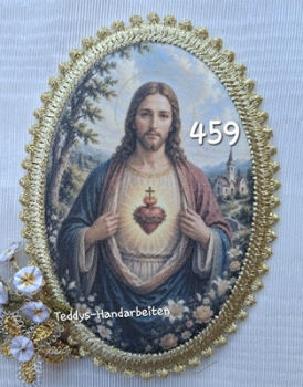Heiligenbild  HB-CH-F459  Herz Jesu  mit Goldrand 75x105mm