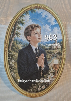 Heiligenbild  HB-CH-D463 Hl. Kommunion Junge  (ohne Stickrand)  60x85mm