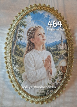 Heiligenbild  HB-CH-F464 Hl. Kommunion Mädchen   mit Goldrand 75x105mm
