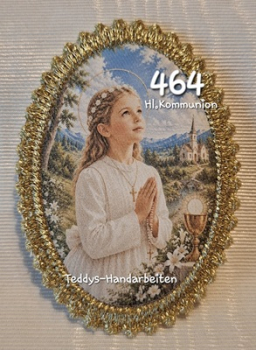 Heiligenbild  HB-CH-D464 Kommunion Mädchen  mit Goldrand   65x85mm