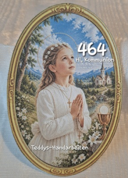 Heiligenbild  HB-CH-D464 Kommunion Mädchen   (ohne Stickrand)  60x85mm