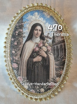 Heiligenbild  HB-CH-F470 Hl. Theresa  mit Goldrand 75x105mm