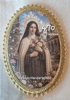Heiligenbild  HB-CH-D470 Hl. Theresa  mit Goldrand  65x85mm