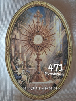 Heiligenbild  HB-CH-F471 Monstranz  (ohne Stickrand)  70x100mm