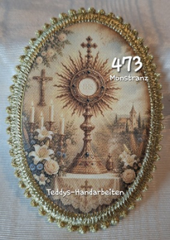 Heiligenbild  HB-CH-F373 Monstranz   mit Goldrand 75x105mm