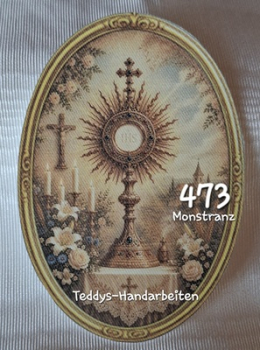 Heiligenbild  HB-CH-F473 Monstranz  (ohne Stickrand)  70x100mm