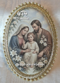 Heiligenbild  HB-CH-D474 Hl. Familie  mit Goldrand  65x85mm