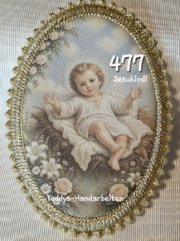 Heiligenbild  HB-CH-F477 Jesukindl  mit Goldrand 75x105mm