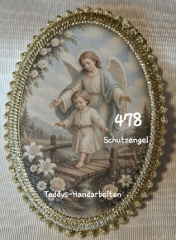 Heiligenbild  HB-CH-F478 Schutzengel  mit Goldrand  75x105mm