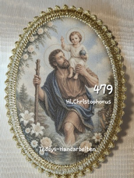 Heiligenbild  HB-CH-D479 Hl. Christophorus   mit Goldrand  65x85mm