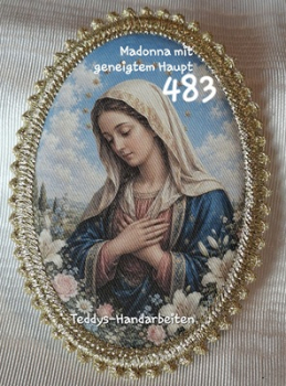 Heiligenbild  HB-CH-D283 Maria mit geneigten Haupt  mit Goldrand  65x85mm