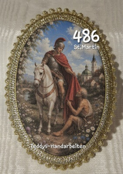 Heiligenbild  HB-CH-F486 St. Martin  mit Goldrand 75x105mm
