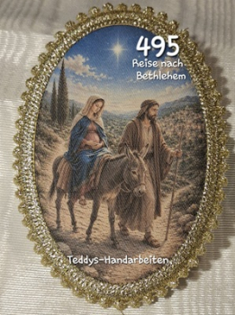 Heiligenbild  HB-CH-F495 Reise nach Bethlehem  mit Goldrand 75x105mm