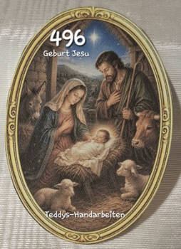 Heiligenbild  HB-CH-D496 Geburt Jesu   (ohne Stickrand)  60x85mm