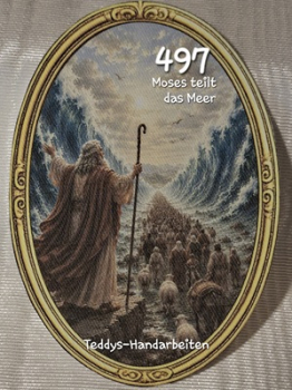 Heiligenbild  HB-CH-F497 Moses teilt das Meer  (ohne Stickrand)  70x100mm
