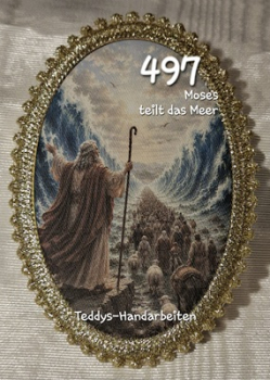 Heiligenbild  HB-CH-F497  Moses teilt das Meer  mit Goldrand 75x105mm