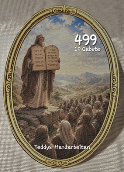 Heiligenbild  HB-CH-F499 10 Gebote Gottes  (ohne Stickrand)  70x100mm