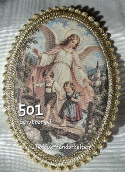 Heiligenbild  HB-CH-F501   Schutzengel  mit Goldrand  75x105mm