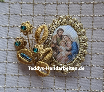 Heiligenbild  HB-CH-E200  Hl. Familie  mit Goldrand  22x30mm