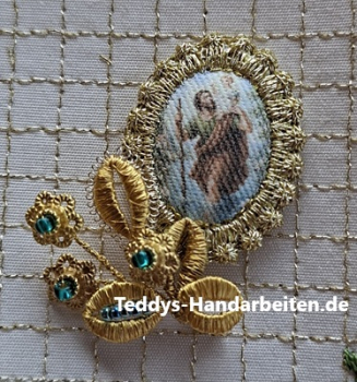 Heiligenbild  HB-CH-E202  Hl. Christopherus  mit Goldrand 22x30mm