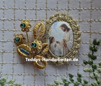 Heiligenbild  HB-CH-E206  Kommunion Mädchen  mit Goldrand  22x30mm